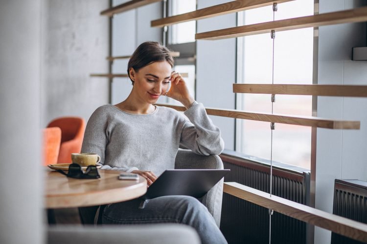 A girl with laptop